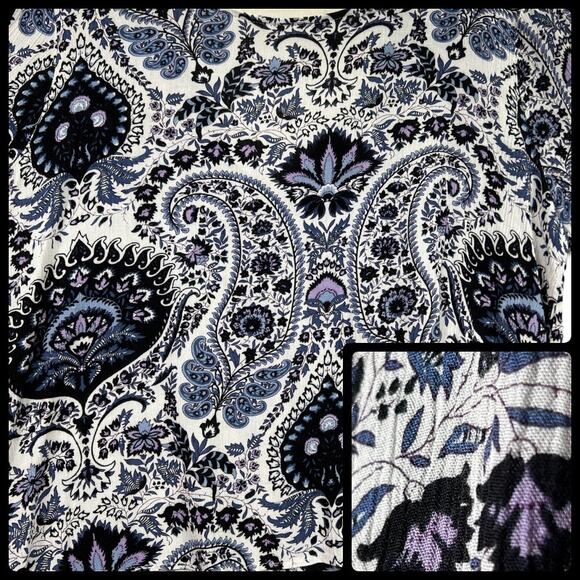 Pink Diamond 3/4 Ruffle Bell Sleeve Top Blouse Paisley Boho Mixed Print Large - Picture 4 of 12